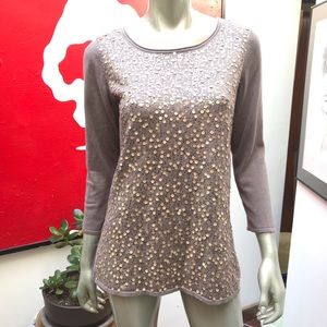 NURTURE gold stretchy sequin long sleeve top M